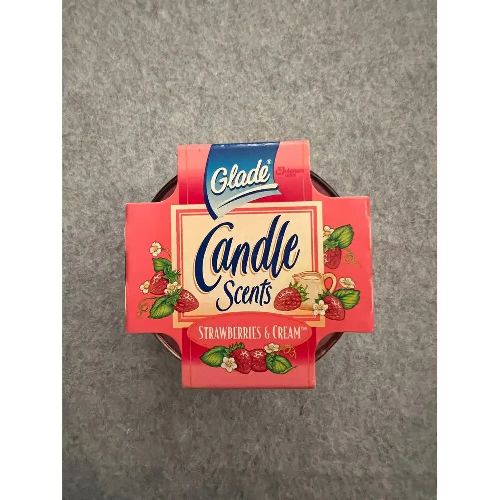 Glade Candle Scents Jar‎ Strawberries & Cream 1996 & Apple Cinnamon 1997 2Pc VTG